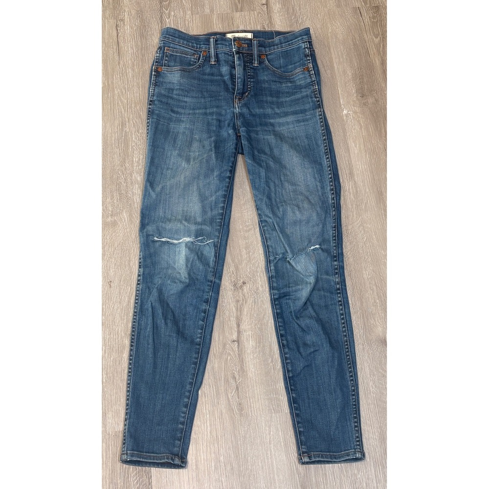 Madewell 10‎ High-Rise Skinny Jeans Distressed Knee Medium Wash Size 25